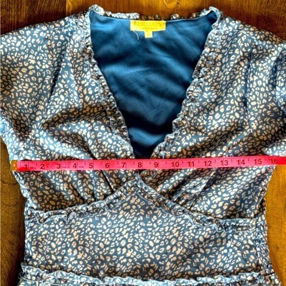 Rebellion Bohemian Plunging V-Neckline Blue Colored Maxi Dress Size Medium - Picture 10 of 15